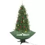 Albero di Natale con Neve e Base a Ombrellone Verde 190 cm