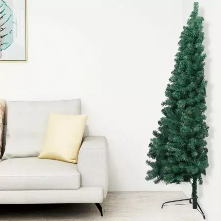 Albero di Natale Artificiale Metà con Supporto Verde 180 cm PVC