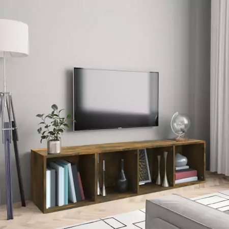 Libreria/Mobile TV Rovere Fumo 143x30x36 cm Legno Multistrato