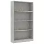 Libreria a 4 Ripiani Grigio Cemento 80x24x142 cm in Truciolato