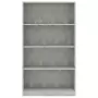 Libreria a 4 Ripiani Grigio Cemento 80x24x142 cm in Truciolato