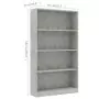 Libreria a 4 Ripiani Grigio Cemento 80x24x142 cm in Truciolato