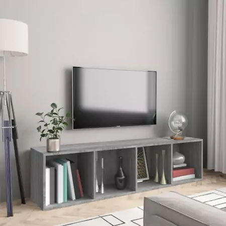 Libreria/Mobile TV Grigio Sonoma 143x30x36 cm Legno Multistrato