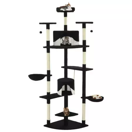 Albero per Gatti con Tiragraffi in Sisal 203 cm Nero e Bianco