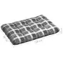 Cuscino per Pallet Grigio a Quadri 120x80x10 cm in Tessuto