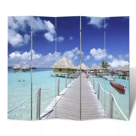 Paravento Pieghevole 200x170 cm con Stampa Spiaggia