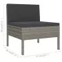 Set Divani da Giardino 5 pz con Cuscini in Polyrattan Grigio