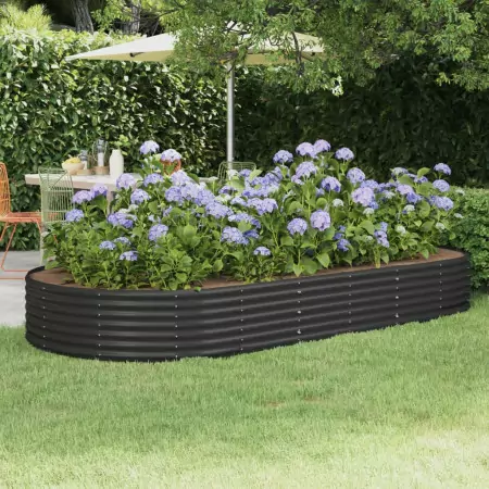 Vaso Giardino Acciaio Verniciato Polvere 296x140x36cm Antracite