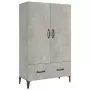 Credenza Grigio Cemento 70x31x115 cm in Legno Multistrato