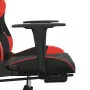 Sedia da Gaming con Poggiapiedi Nero e Rosso in Similpelle