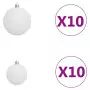 Set Natale con 120 Palline Punta e 300 Luci LED Bianco e Grigio