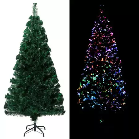 Albero di Natale Artificiale Supporto Verde 120 cm Fibra Ottica