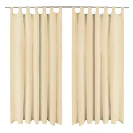 2 Pz Tende in Micro Raso con Passanti 140x225 cm Beige