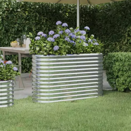 Vaso Giardino Acciaio Verniciato a Polvere 114x40x68 cm Argento