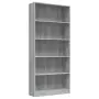 Libreria 5 Ripiani Grigio Sonoma 80x24x175 cm Legno Multistrato