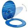 Tavolette WC con Coperchi 2 pz in MDF Blu Design Goccia d'Acqua