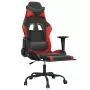 Sedia da Gaming con Poggiapiedi Nero e Rosso in Similpelle