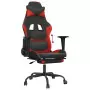 Sedia da Gaming con Poggiapiedi Nero e Rosso in Similpelle