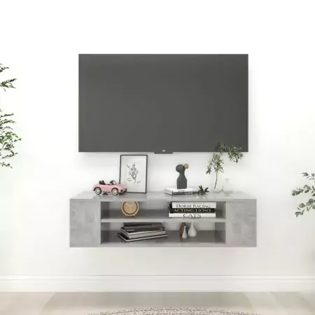 Mobile Porta TV Sospeso Grigio Cemento 100x30x26,5cm Truciolato