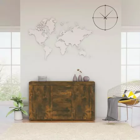 Credenza Rovere Fumo 120x36x69 cm in Legno Multistrato