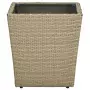 Tavolino Beige 41,5x41,5x44 cm in Polyrattan e Vetro Temperato