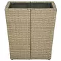 Tavolino Beige 41,5x41,5x44 cm in Polyrattan e Vetro Temperato