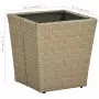 Tavolino Beige 41,5x41,5x44 cm in Polyrattan e Vetro Temperato