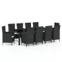 Set Mobili da Giardino 11 pz con Cuscini in Polyrattan Nero