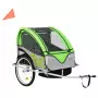 Rimorchio Bici per Bambini e Passeggino 2 in 1 Verde e Grigio