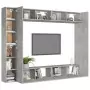 Set Mobile Porta TV 8 pz Grigio Cemento in Truciolato