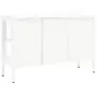 Credenza Bianca 105x35x70 cm in Acciaio e Vetro