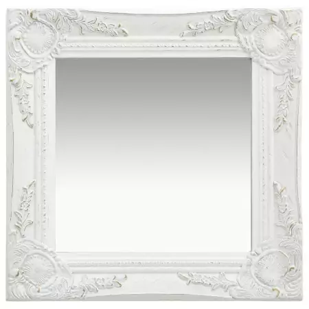 Specchio da Parete Stile Barocco 40x40 cm Bianco