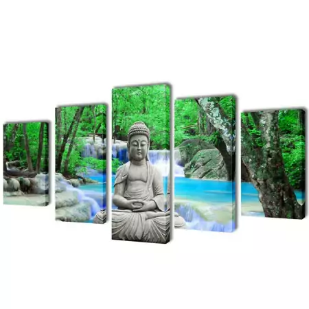 5 pz Set Stampa su Tela da Muro Buddha 200 x 100 cm