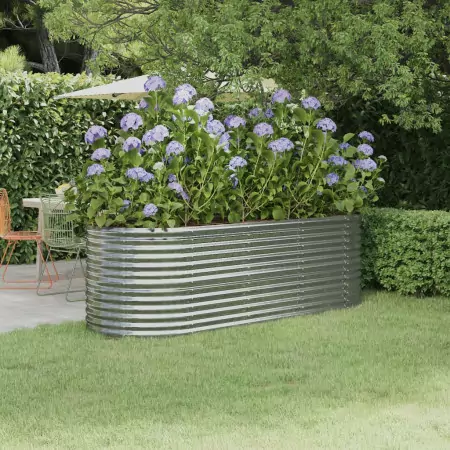 Vaso Giardino Acciaio Verniciato a Polvere 224x80x68 cm Argento