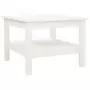 Tavolino da Salotto Bianco 55x55x40 cm Legno Massello di Pino