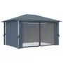 Gazebo con Tende e Luci LED 400x300 cm Antracite in Alluminio