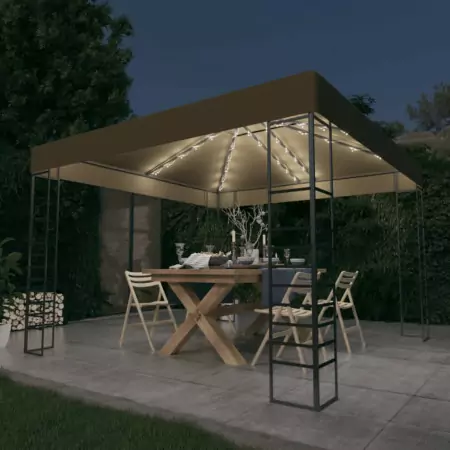 Gazebo con Luci LED a Stringa 3x3 m Grigio Talpa