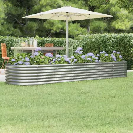 Vaso Giardino Acciaio Verniciato a Polvere 296x80x36 cm Argento