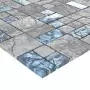 Piastrelle Mosaico 22 pz Grigio e Blu 30x30 cm in Vetro