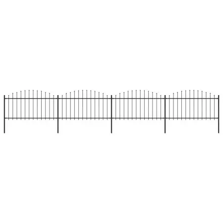 Recinzione Giardino Punta a Lancia (1,25-1,5)x3,4m Acciaio Nero