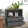 Credenza Grigio Scuro 85x35x80 cm in Legno Massello di Pino