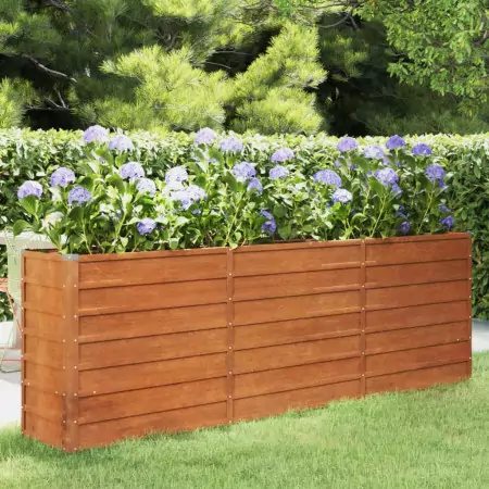 Fioriera da Giardino Grigia 240x40x77 cm Acciaio Corten