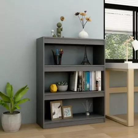 Libreria/Divisorio Grigio 100x30x103 cm in Massello di Pino