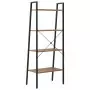 Scaffale Autoportante 4 Ripiani Marrone Scuro Nero 56x35x140 cm