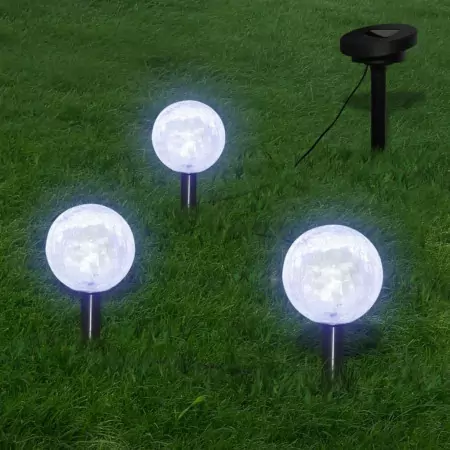 Lampioncini Solari a LED 3 pz con Picchetti e Pannelli Solari