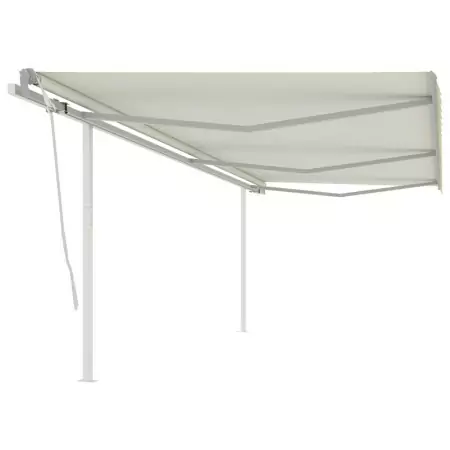 Tenda da Sole Retrattile Manuale con Pali 6x3m Crema