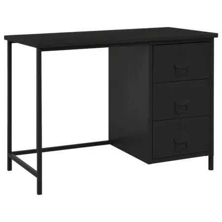 Scrivania Industriale con Cassetti Nera 105x52x75 cm in Acciaio