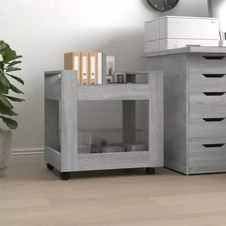 Carrello Scrivania Grigio Sonoma 60x45x60 cm Legno Multistrato