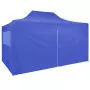 Gazebo Professionale Pieghevole con 4 Pareti 3x4m Acciaio Blu