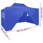 Gazebo Professionale Pieghevole con 4 Pareti 3x4m Acciaio Blu